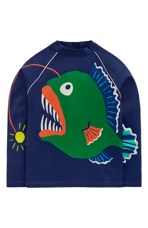 Mini Boden Kids' Sun Safe Fun Long Sleeve Rashguard in Anglerfish Print at Nordstrom, Size 3-4Y | Nordstrom