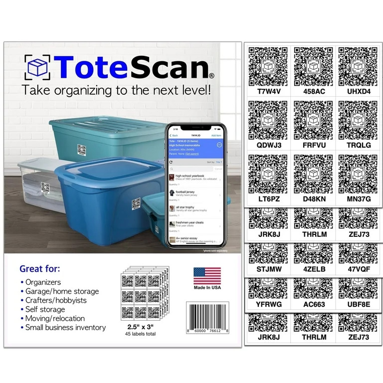 ToteScan Intelligent QR Labels for Organization/Moving/Storage | Walmart (US)