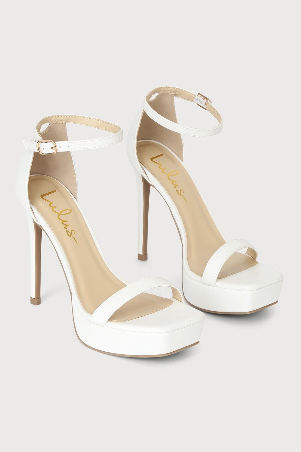 Dreamyy White Square Toe Ankle Strap High Heel Sandals | Lulus (US)