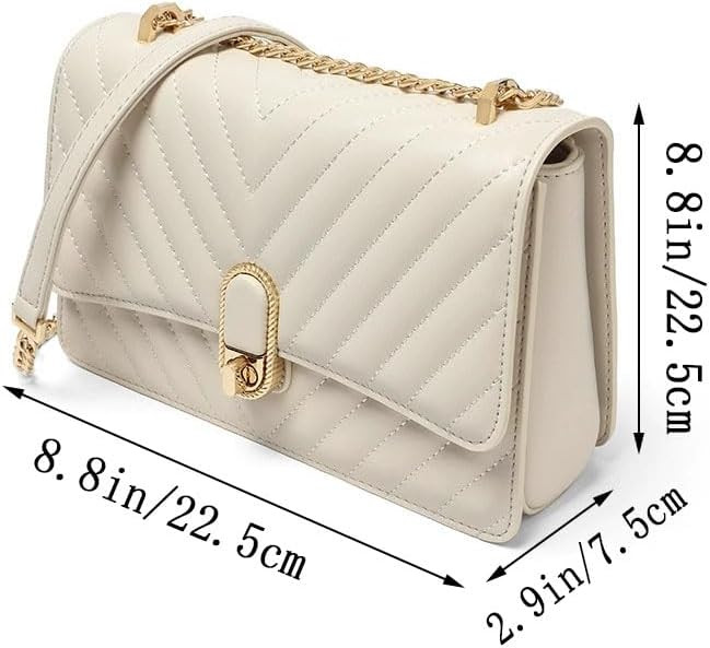 Genuine Leather Quilted Crossbody Bags for Womens, Ladies Shoulder Purse Satchel HandBag with Cha... | Amazon (US)