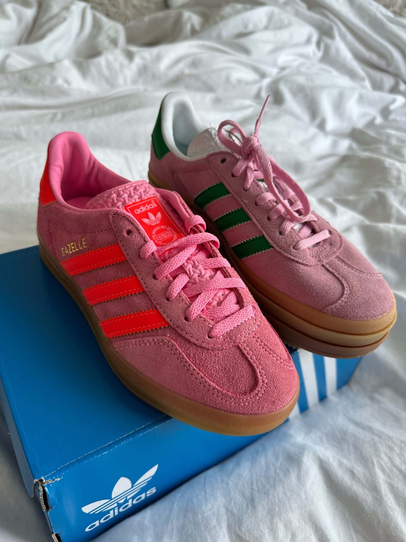 My 2 new favorite spring sneakers are the adidas gazelle and the gazelle bold, one is the indoor beam pink and the other the pink green  

#LTKover40 #LTKActive #LTKstyletip