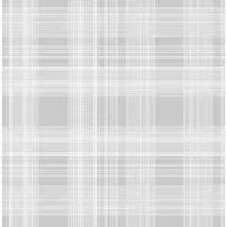 STACY GARCIA HOME 30.75 sq. ft. Harbor Grey Rad Plaid Vinyl Peel and Stick Wallpaper Roll SG10008... | The Home Depot