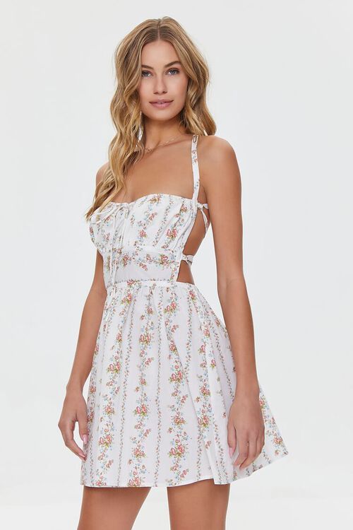Floral Print Lace-Back Mini Dress | Forever 21 (US)