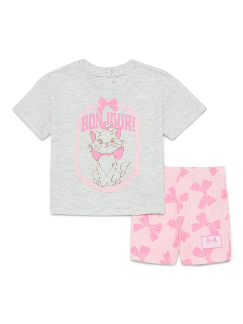 Disney Classics Marie Baby Girls Graphic Tee and Shorts Set, 2-Piece, Sizes 0/3M-24M | Walmart (US)
