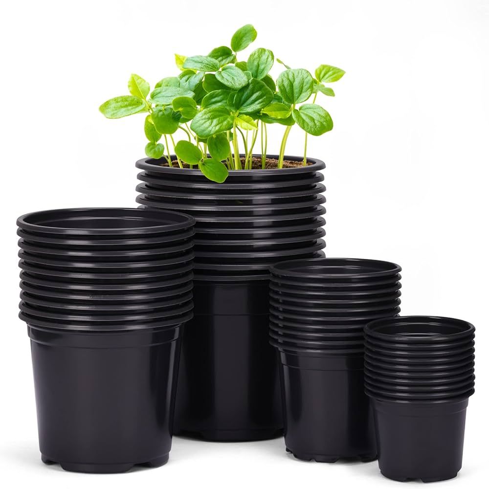 Whonline 40pcs 3/4/5/6 Inch Nursery Pots Variety Pack, Plastic Pots for Plants with Drainage Hole... | Amazon (US)
