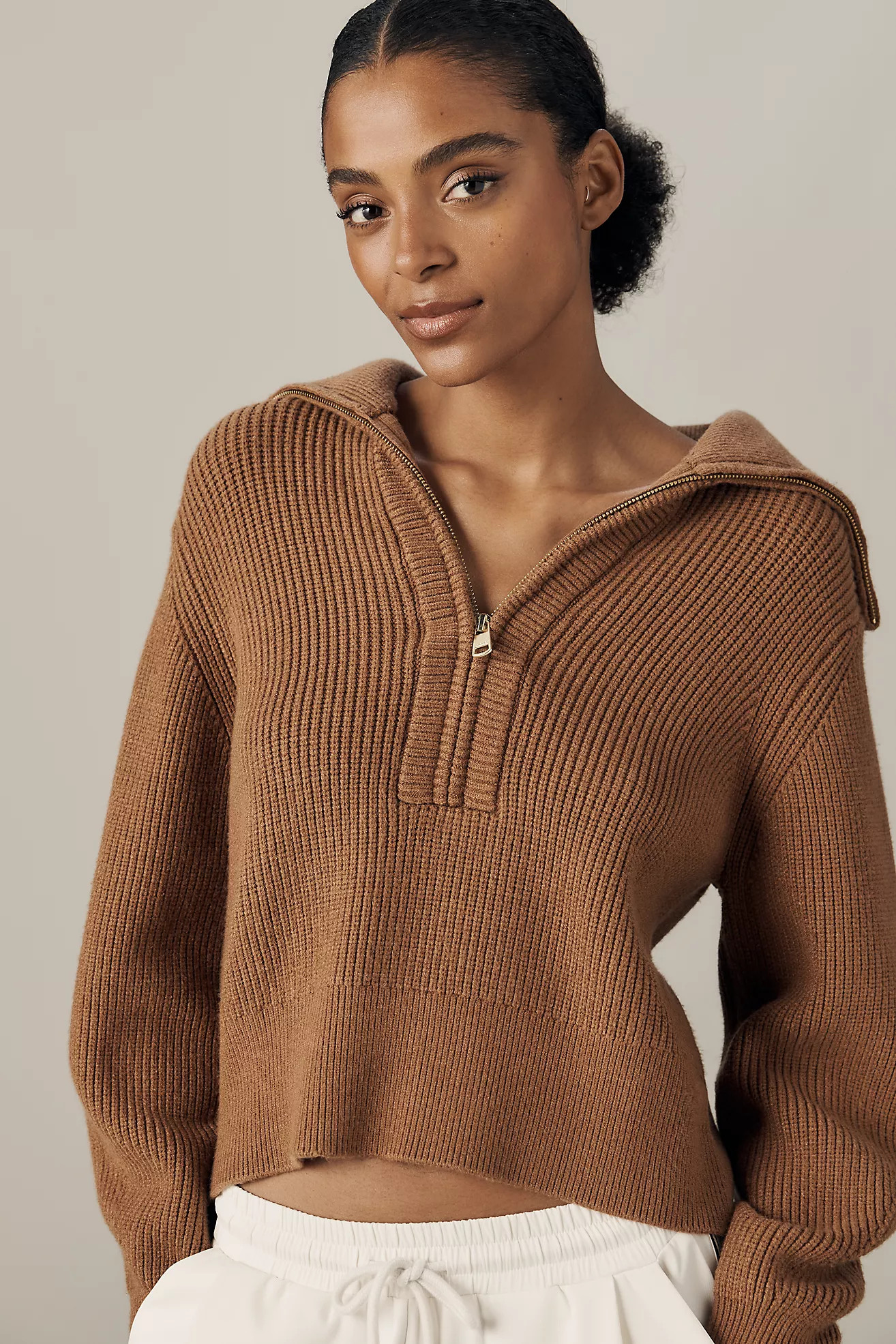 Varley Maura Half-Zip Rib Knit Sweater | Anthropologie (US)