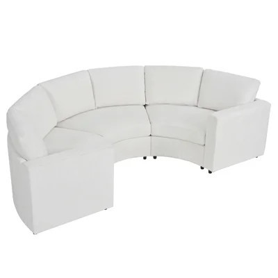 Curved Modular Sectional 109.4 x 62.3 x 35.2 Inch Chenille 1-Piece Curved Sectional Sofa Beige Modular Design | Wayfair North America