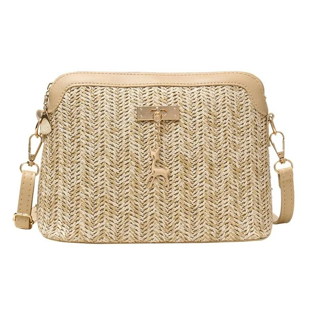 Fashion Straw Women Crossbody Bag Boho Beach Shoulder Handbag (Light Brown) | Walmart (US)