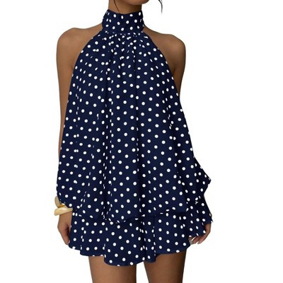 Women Halter Dress Summer Mini Short Dresses A Line Petite Sundress Flowy Vacation Party Outfits 2026,blue,Small | Target