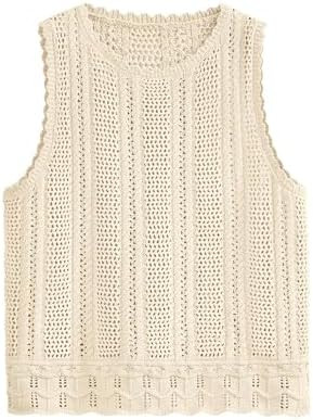 KIRUNDO Beach Vacation Clothes for Women Spring Summer Crochet Sweater Vest Tank Tops Cover Ups R... | Amazon (US)