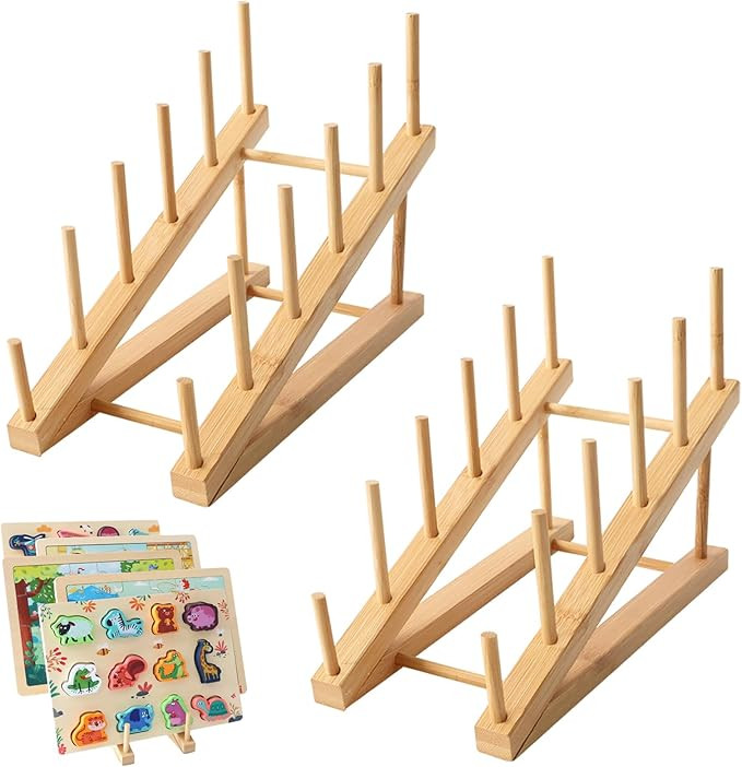 gjulrfu 2 Pcs Wooden Puzzle Storage Rack, Jigsaw Puzzle Holder Rack for Puzzle Easel Board, Puzzl... | Amazon (US)