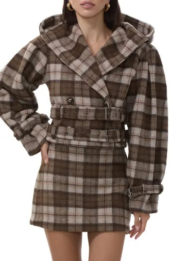 AFRM Halifax Plaid Double Breasted Hooded Crop Jacket in Cashmere Plaid at Nordstrom Rack, Size Medium | Nordstrom Rack