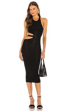 Michael Costello Athena Midi Dress in Black from Revolve.com | Revolve Clothing (Global)