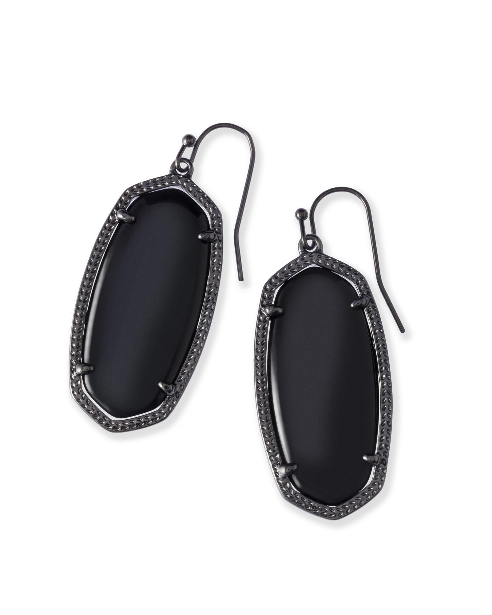 Elle Gunmetal Earrings in Black | Kendra Scott