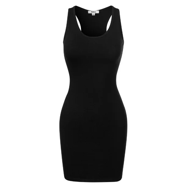 MixMatchy Women's Fitted Sleeveless Sexy Body-Con Racer-Back Round Neck Mini Dress | Walmart (US)