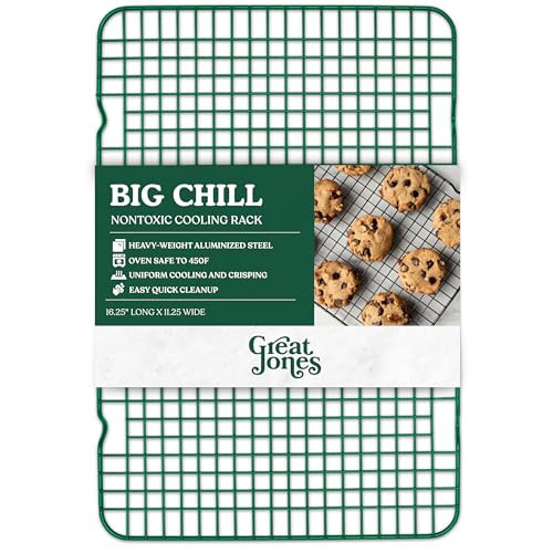 Great Jones Big Chill Wire Cooling Rack (Broccoli) – 16.9" × 11.4" Heavy-Weight Aluminized Steel,Nonstick Baking Rack – Oven Safe 450 °F, Bacon & Cookie Cooling Rack – Fits Half Sheet Pans | Amazon (US)