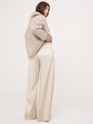 High-Rise Wide-Leg Hammered Satin Palazzo Pant | Banana Republic (US)