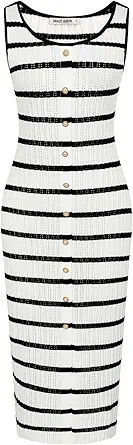 GRACE KARIN Womens 2024 Summer Striped Dress Sleeveless Knitted Midi Bodycon Dresses Tank Ribbed ... | Amazon (US)