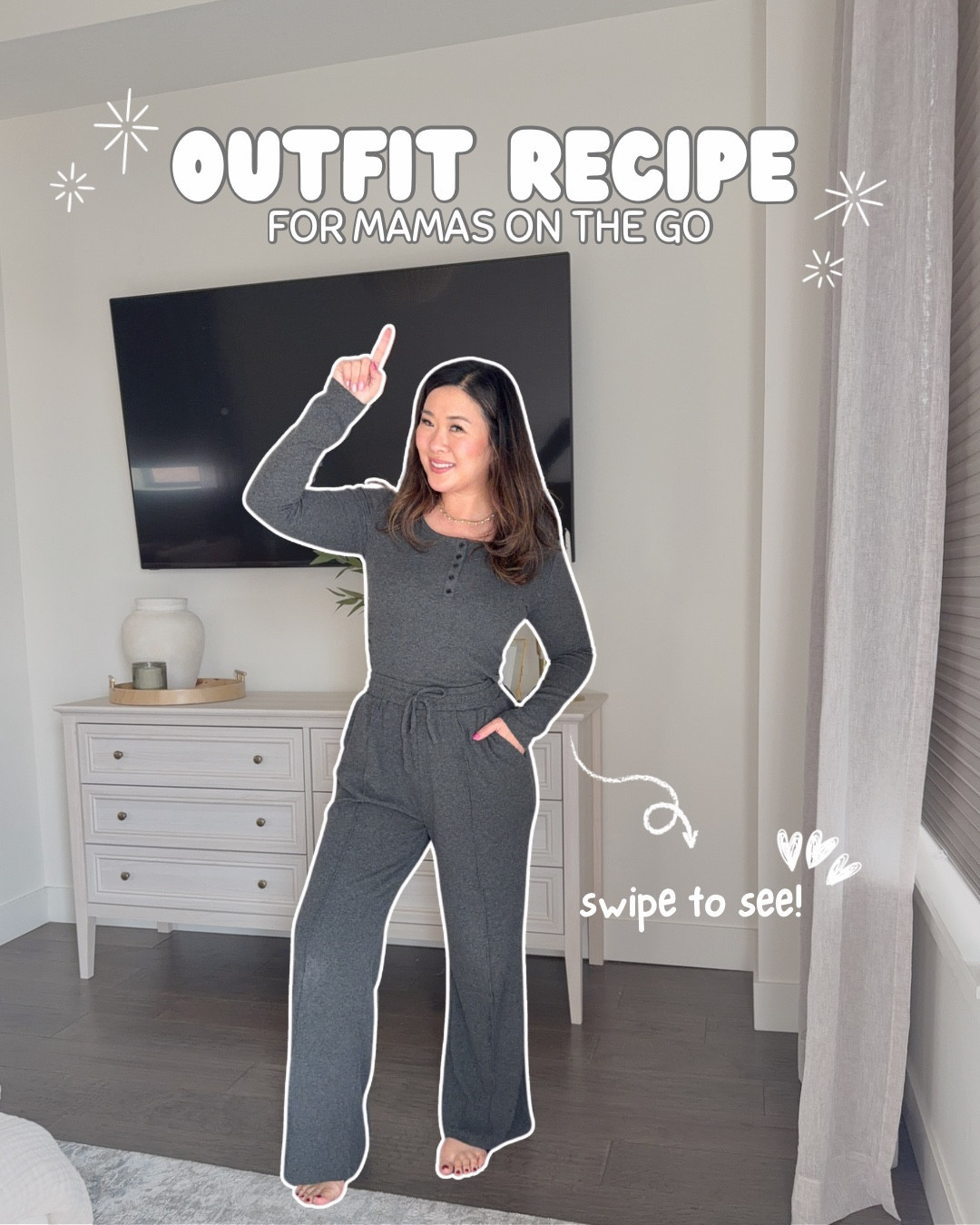 Outfit Recipe for Mamas on the go!
Casual and cute Mom outfit // Styling a 2 piece set
Set: Medium
Jacket: Medium
Designer Bag Tote