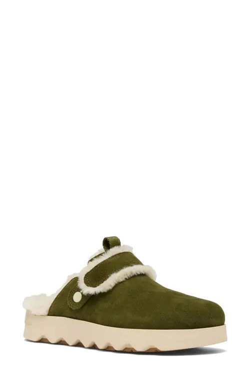 SOREL Viibe Faux Fur Clog in Utility Green/Ceramic at Nordstrom, Size 6.5 | Nordstrom