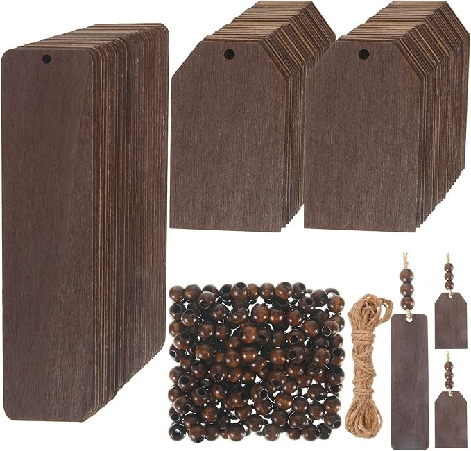 261 Pieces Christmas Stocking Name Tags Blank Present Wood Tags with Holes Wooden Bookmarks Natur... | Amazon (US)