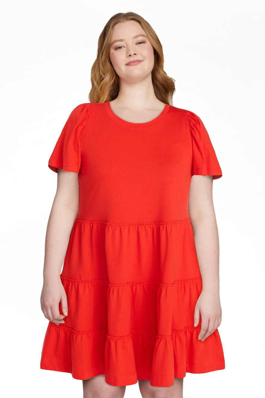 Time and Tru Women's and Women’s Plus Cotton Swing Dress with Short Sleeves, Sizes XS-4X | Walmart (US)