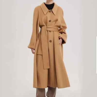 *NWT* NAP LOUNGEWEAR AVA CAMEL FELTED WOOL TIE WAIST MIDI OVERCOAT~LARGE | eBay US