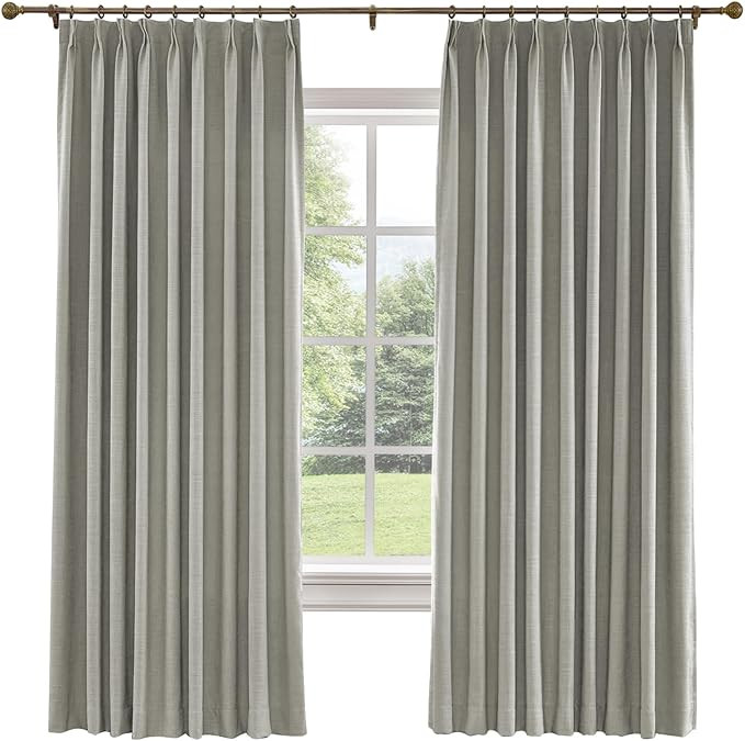 TWOPAGES 84 W x 96 L inch Pinch Pleated Curtain Room Darkening Linen Drapery for Bedroom Living R... | Amazon (US)