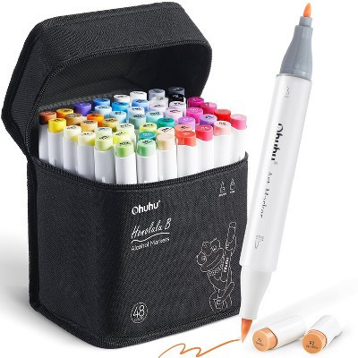 Ohuhu Alcohol Markers Brush Tip -Double Tipped Art Marker Set for Artist Adults Coloring Illustration -48 Colors -Brush & Fine -Honolulu B -Refillable | Target