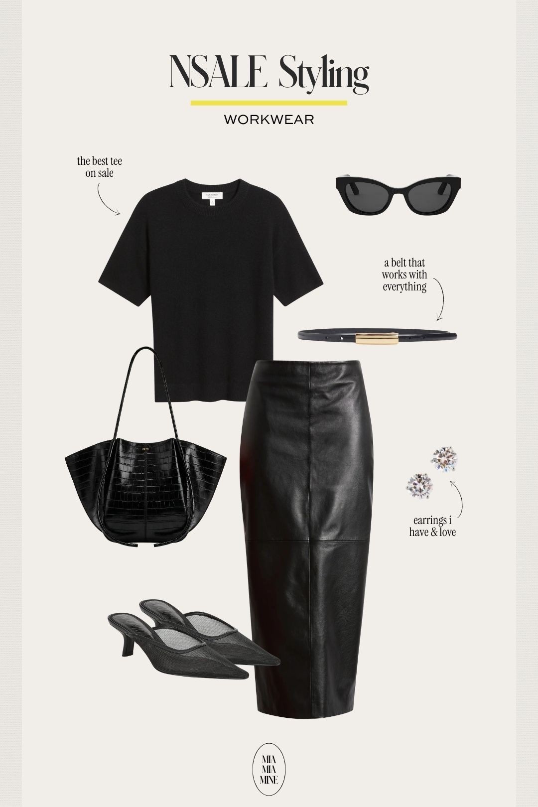 Nordstrom anniversary sale pieces I’m loving 
Nordstrom cashmere tee wearing an xs
AllSaints leather midi skirt
Sam Edelman mesh heels
Jw pei tote
Dior sunglasses
@nordstrom #nordstrom

#LTKSaleAlert #LTKWorkwear #LTKOver40