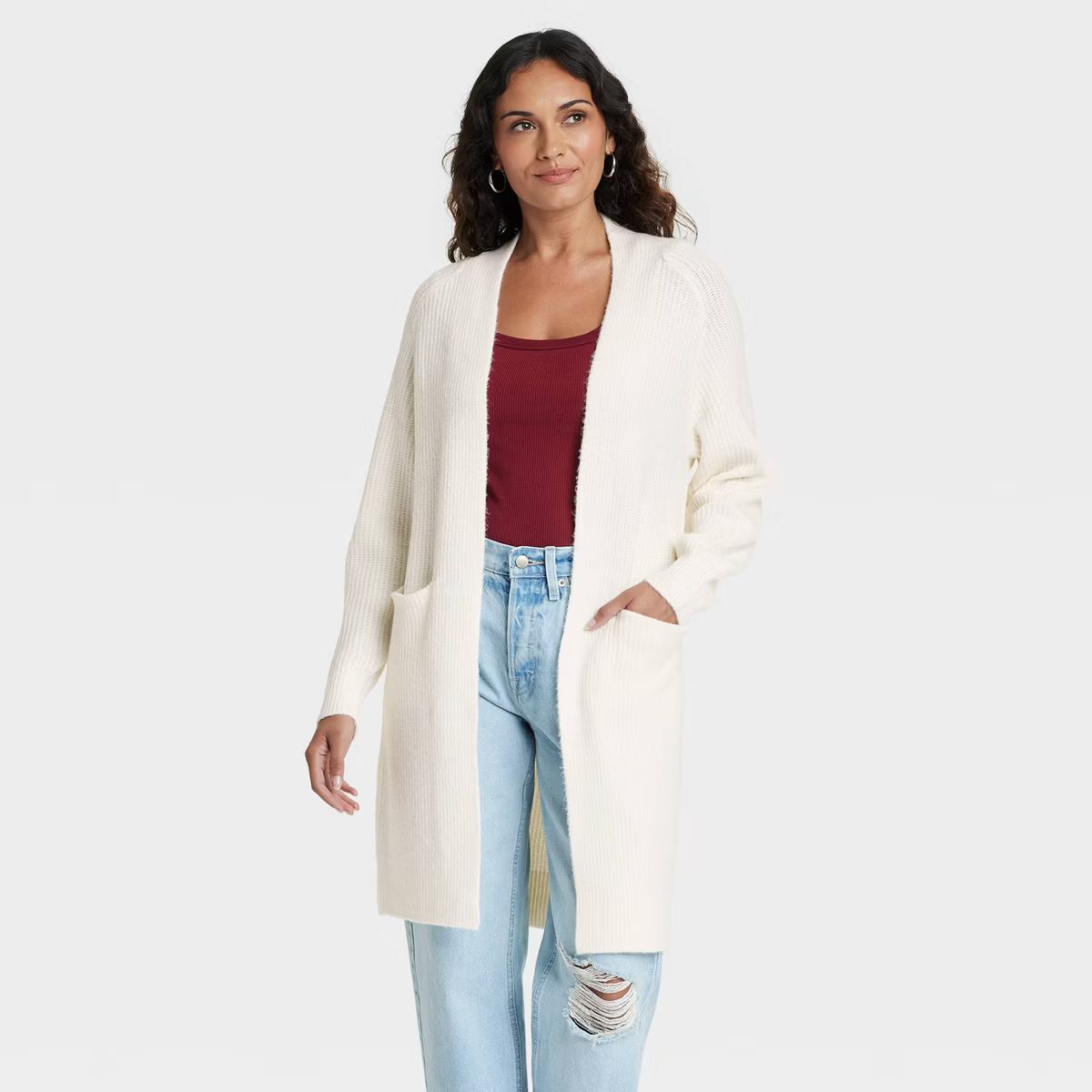 Women's Cozy Knit Cardigan - Universal Thread™ Cream XL | Target