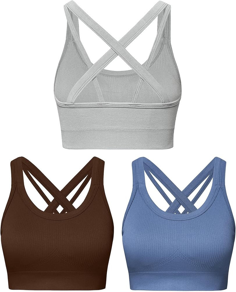 Sports Bras for Women HIigh Support, Criss-Cross Back Padded Strappy High Impact Sports Bras for ... | Amazon (US)