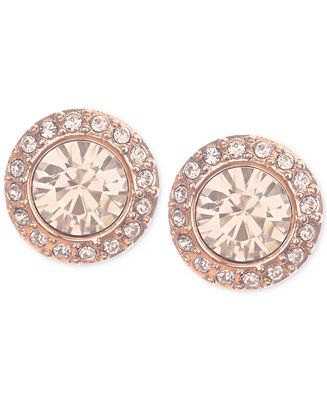 Rose Gold-Tone Pavé Button Stud Earrings | Macys (US)