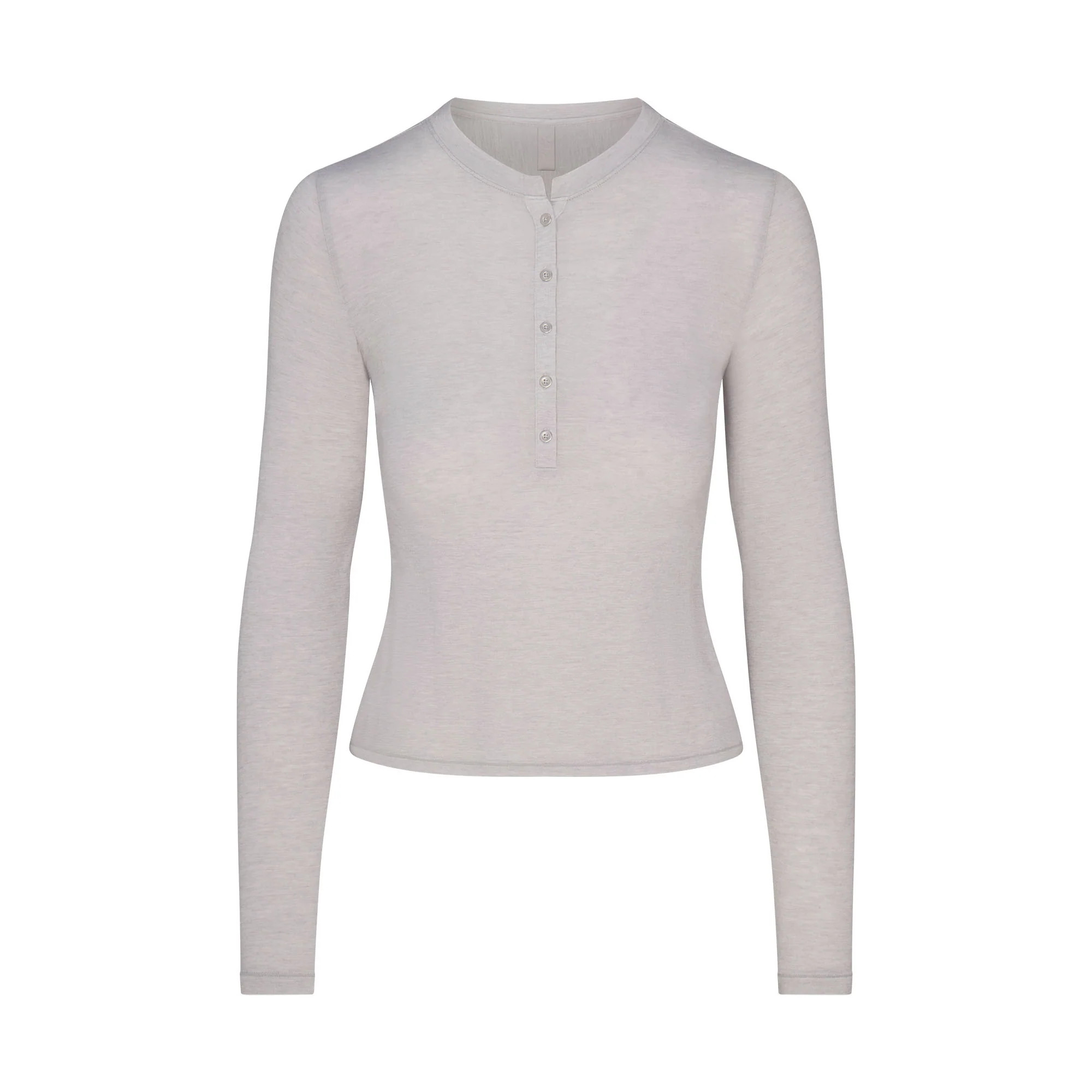 SHEER MODAL CREWNECK HENLEY | HEATHER GREY | SKIMS | SKIMS (US)