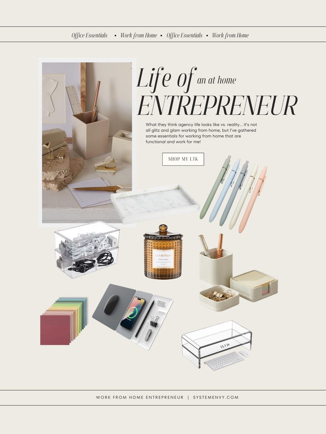 The life of an entrepreneur isn’t all 5 am wake ups and grinding. It’s balance and building a regular life that is meaningful and purposeful. Here are some of my at home faves for building my business!