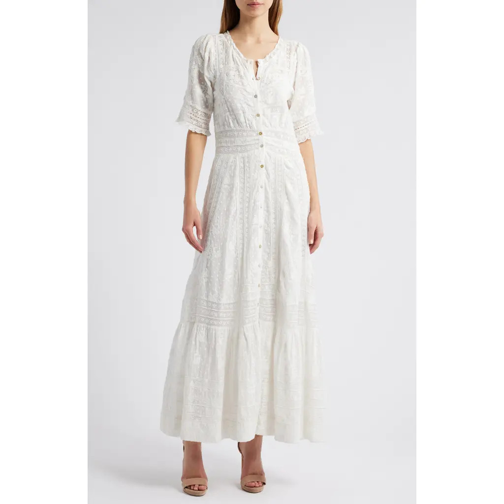 LoveShackFancy Minka Lace Maxi Dress in True White at Nordstrom, Size 4 | Nordstrom