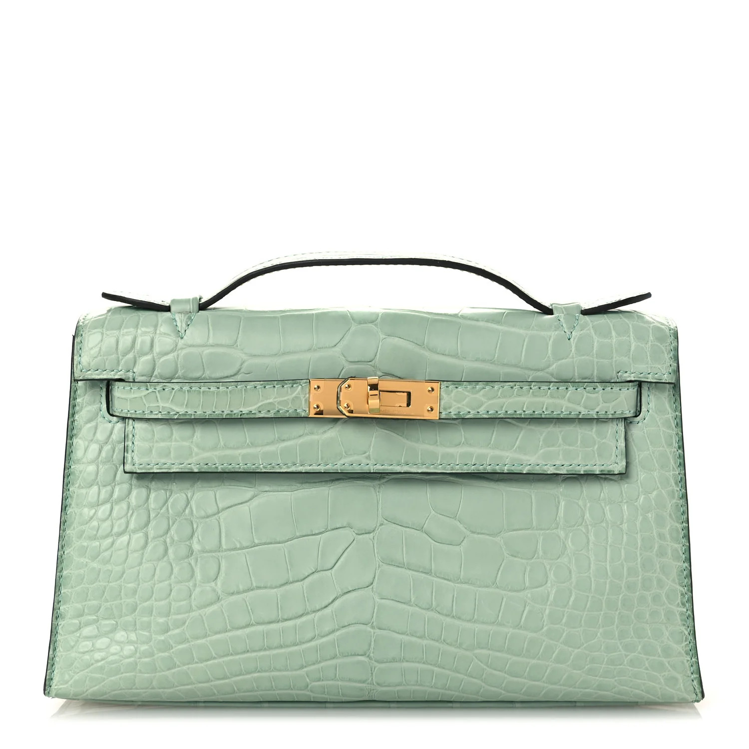 Matte Alligator Kelly Pochette Vert D'eau | FASHIONPHILE (US)