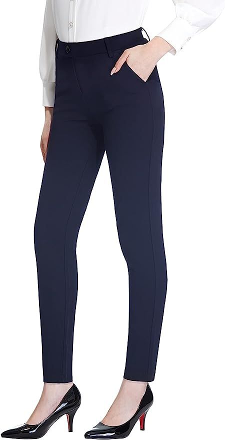 Tapata Women's Skinny Dress Pants 26"/28"/30" Work Pants with Pockets Stretch Slack for Business ... | Amazon (US)