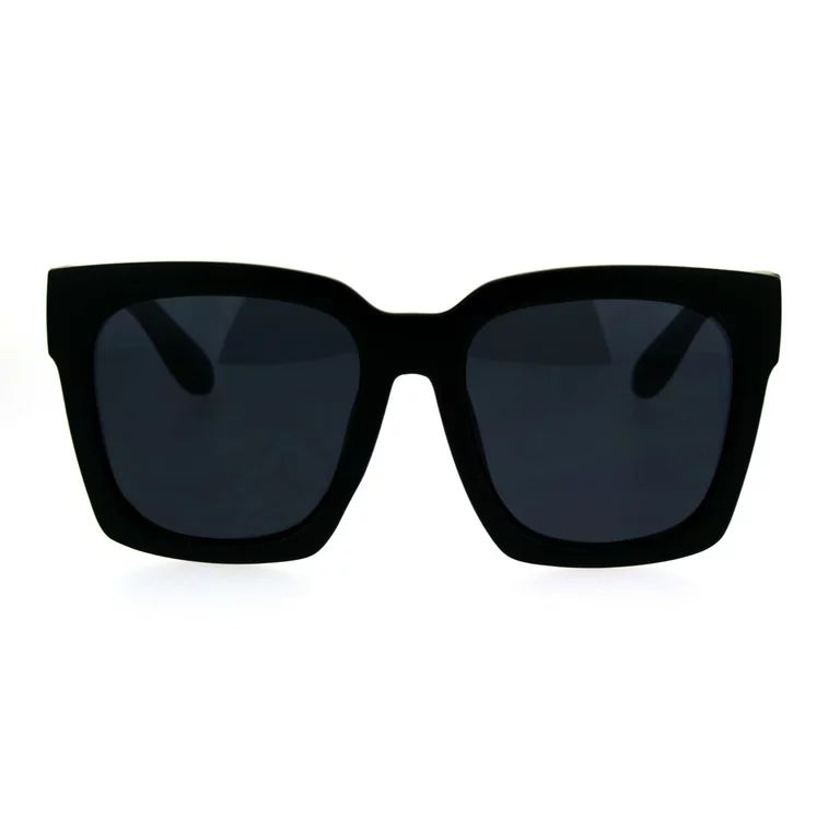 Womens Boyfriend Style Oversize Horned Rim Thick Plastic Sunglasses Matte Solid Black - Walmart.c... | Walmart (US)