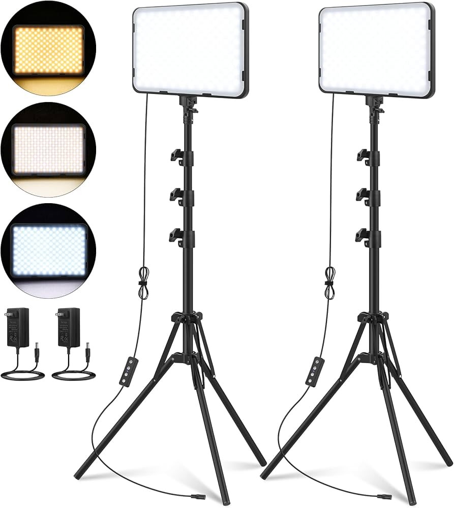 2 Pack LED Video Photography Lighting Kit 22W with 62.99-inch Tripod Stand, 2500-8500K Studio Lig... | Amazon (US)