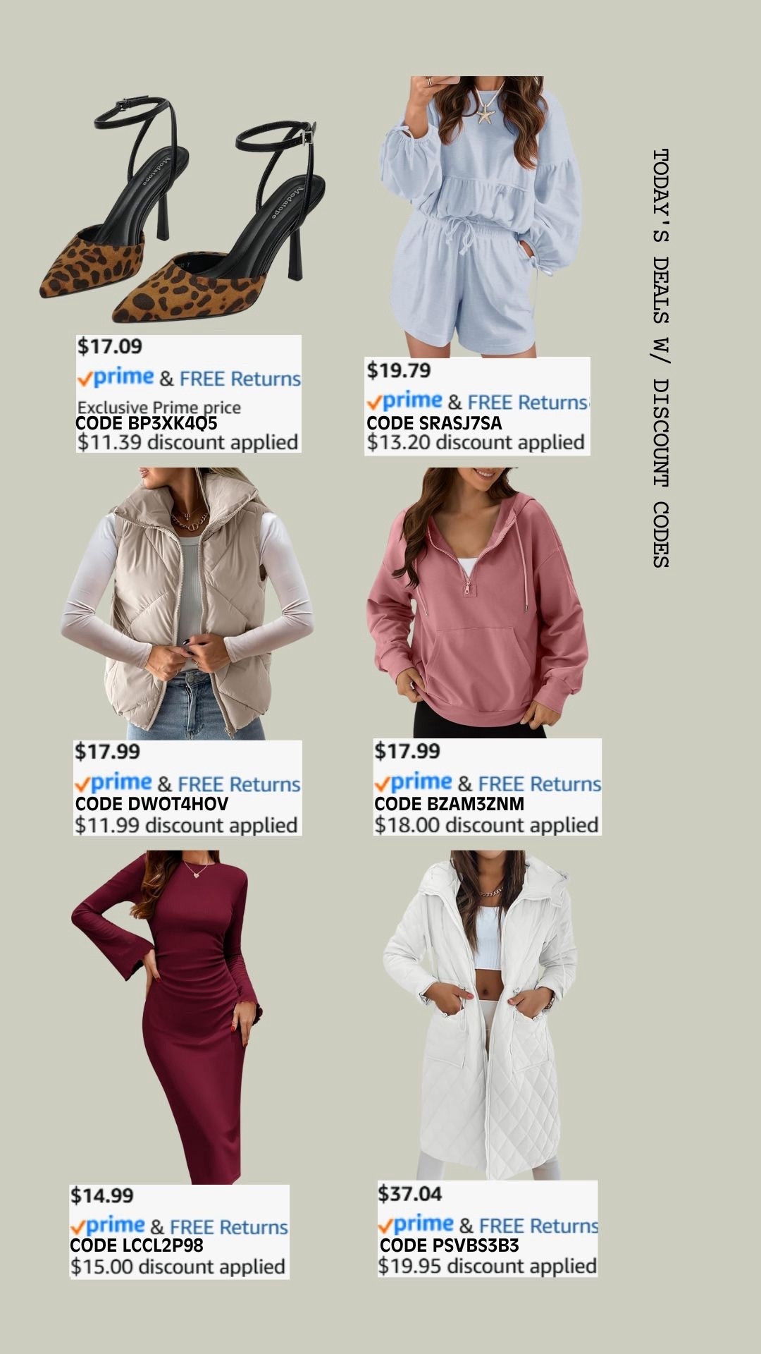 PROMO CODE DEALS ON AMAZON!

Promo codes are entered are on the check out screen where you select payment method. 

Codes & coupons only work for a limited time! If you get an error, it may have maxed the color/size you selected.. so try another one. Sometimes it helps to check out one item at a time! 

SCREENSHOT TO EASILY COPY/PASTE PROMO CODE AT CHECKOUT! 

#affordablestyle #amazonstyle

#LTKFindsUnder50 #LTKStyleTip #LTKSaleAlert