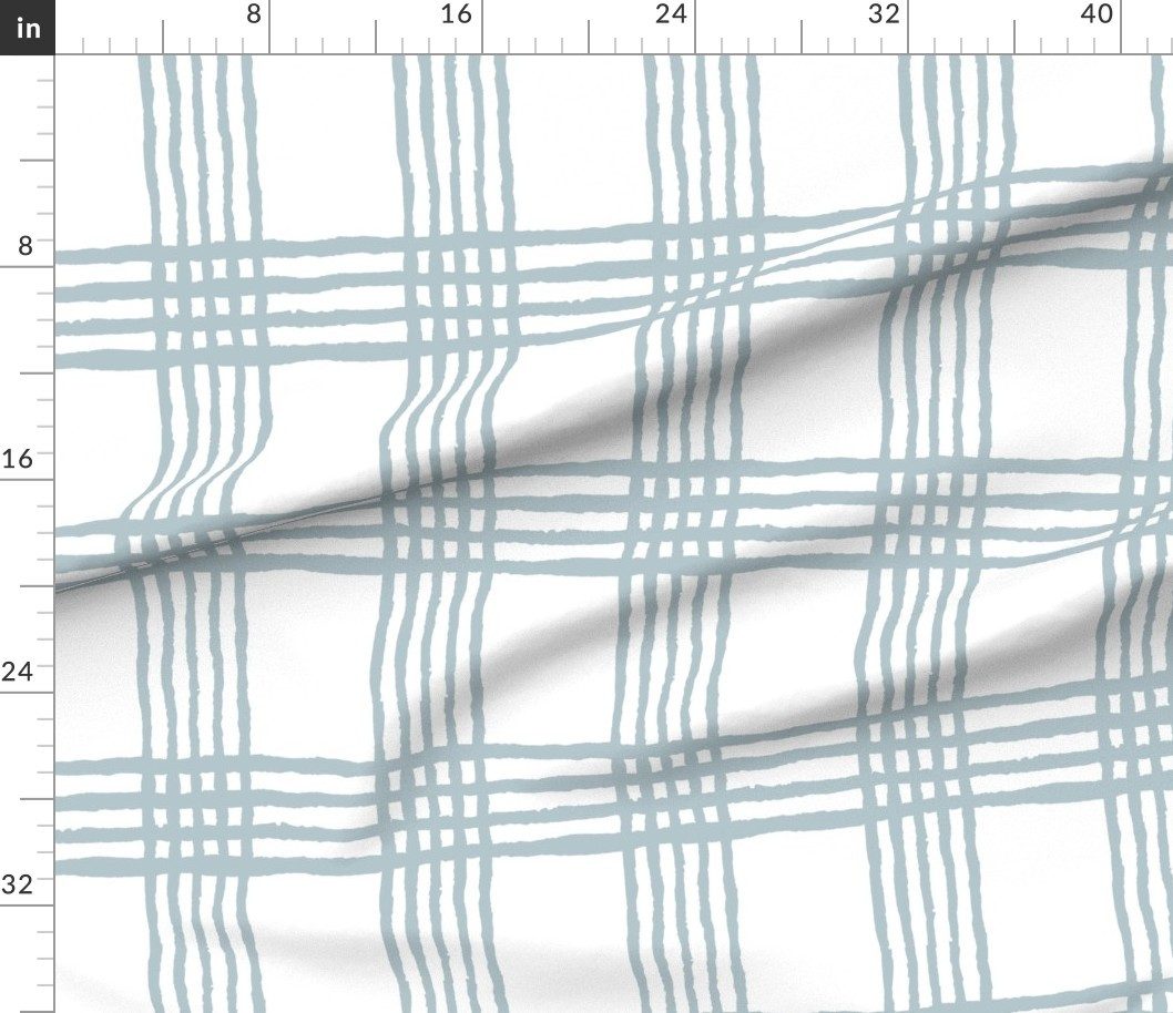 Fabric in Simple Plaid Wallpaper in Preppy Blue and White | Spoonflower
