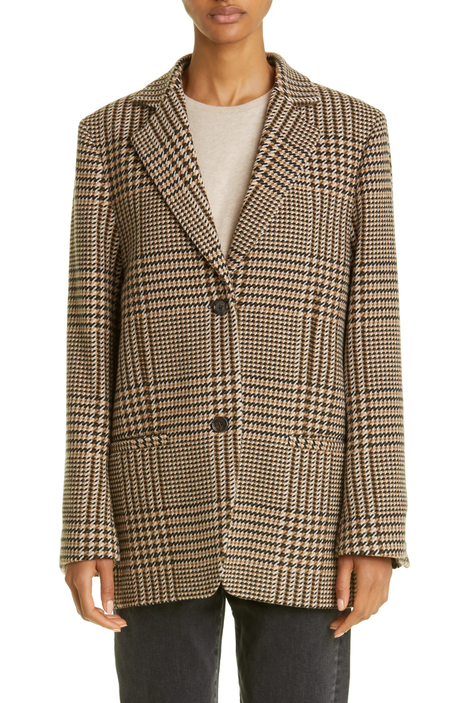 Longline Check Wool Blend Blazer | Nordstrom