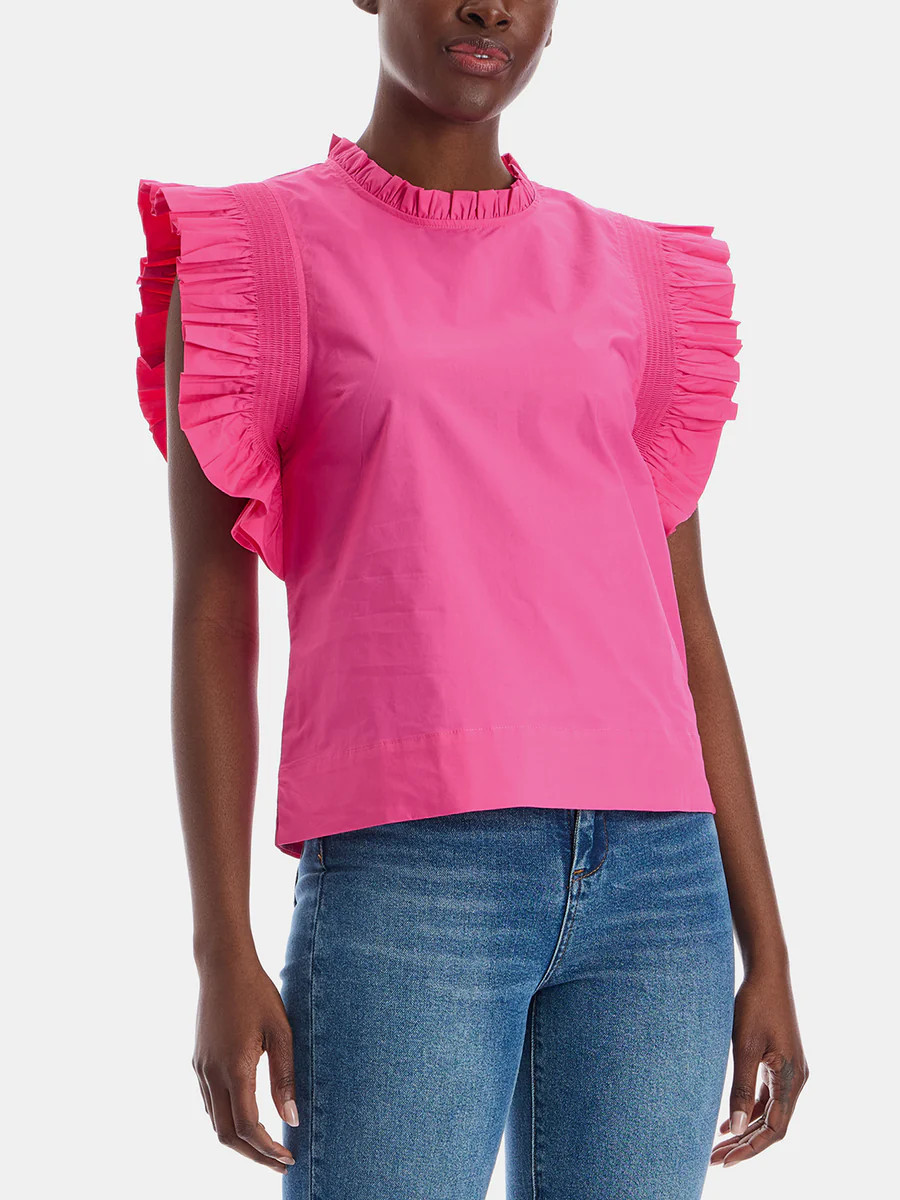 Ruffle Sleeve Poplin Top | Lord & Taylor
