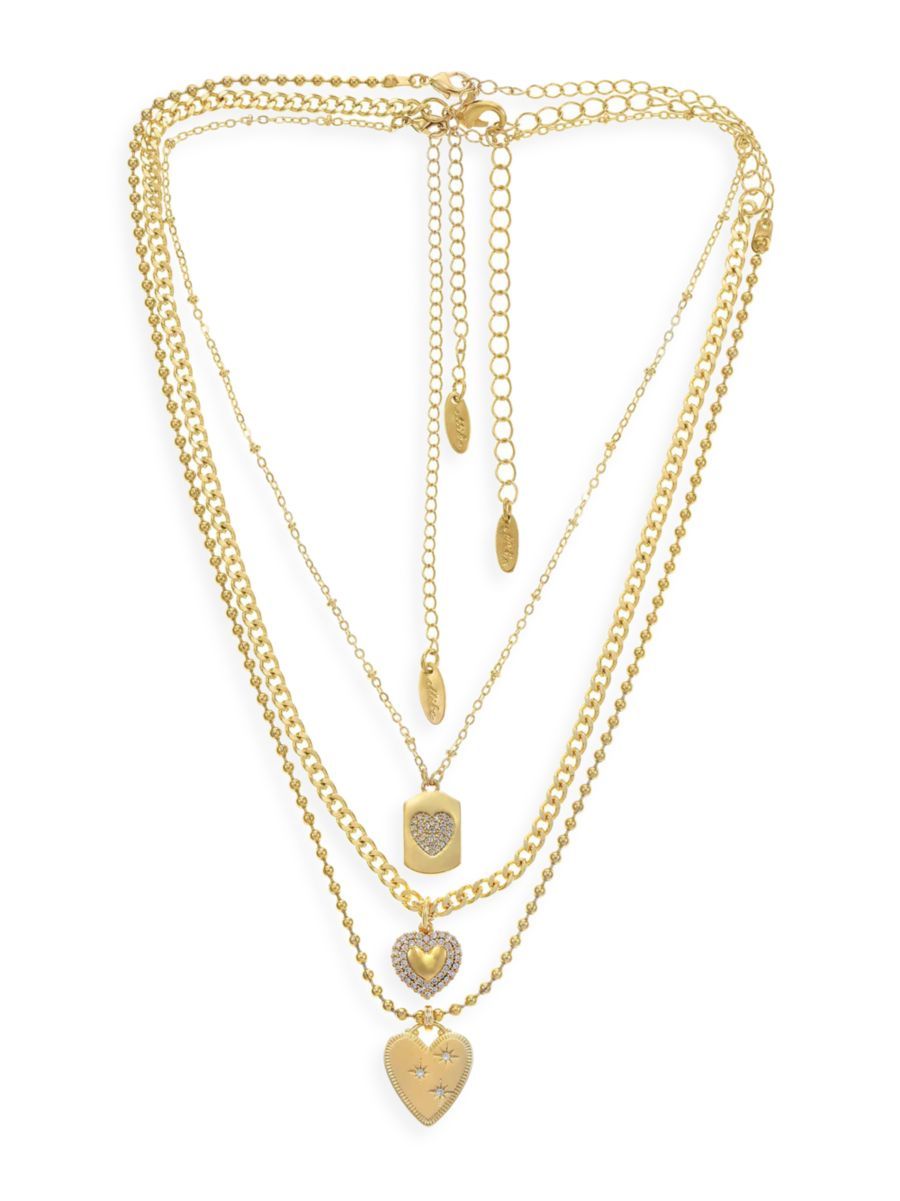 Love To Love 18K-Gold-Plated & Cubic Zirconia 3-Piece Necklace Set | Saks Fifth Avenue
