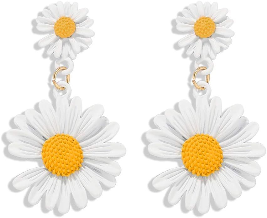 Flowers Dangle Earrings Tiny Daisy Sunflower Drop Earrings Vintage Multicolor Cute Simple Elegant... | Amazon (US)