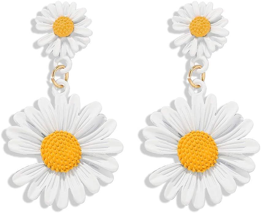 Flowers Dangle Earrings Tiny Daisy Sunflower Drop Earrings Vintage Multicolor Cute Simple Elegant... | Amazon (US)