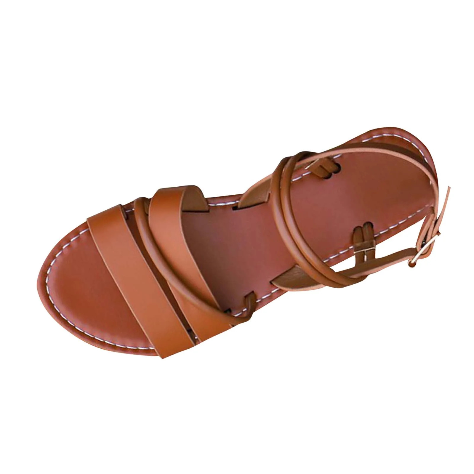 RUIYANQI Women's Strappy Flat Sandals Open Toe Adjustable Buckle Casual Summer Beach Shoes Comfor... | Walmart (US)