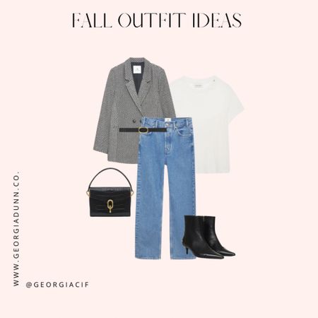 Fall outfit idea for Fall 2024, jeans and blazer, t shirt 

#LTKFind #LTKSeasonal