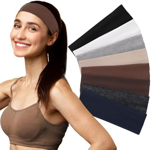 8 Pack Headbands for Women, Elastic Non-Slip Hair Bands Workout Headbands for Women Soft Cotton C... | Amazon (US)